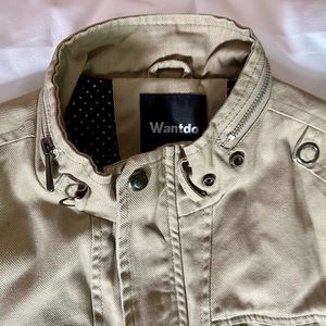 Wantdo men’s jacket casual windbreaker khaki size L